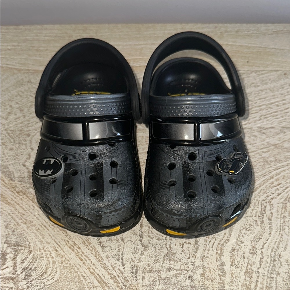 Kids Black Crocs with Batman Design
